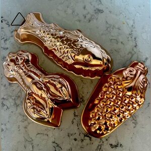 Fish, Lobster, Grapes Vintage Copper Baking Molds